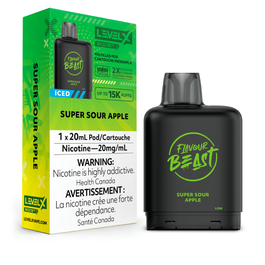 LEVEL X FLAVOUR BEAST BOOST PODS - SUPER SOUR APPLE ICED